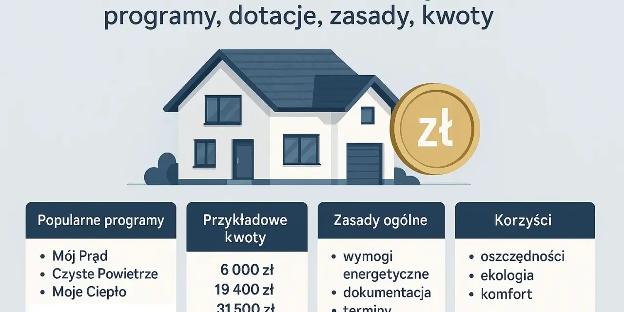 Dofinansowanie do budowy domu: popularne programy, przykładowe kwoty, zasady i korzyści. Złoty symbol sugeruje wsparcie finansowe.