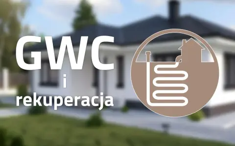GWC i rekuperacja: schemat domu z gruntowym wymiennikiem ciepła pod ziemią.