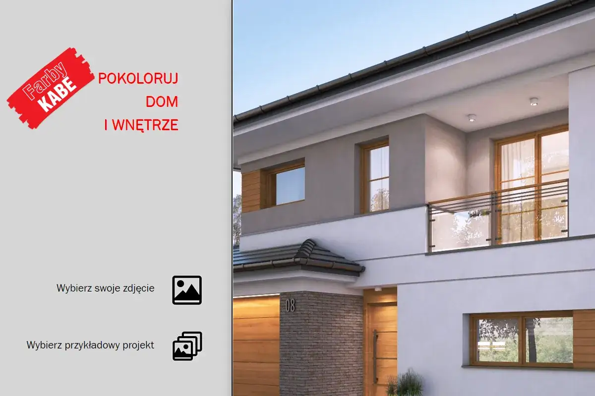 Program do projektowania elewacji. Wizualizacja nowoczesnego domu z opcją wyboru własnego zdjęcia lub projektu.
