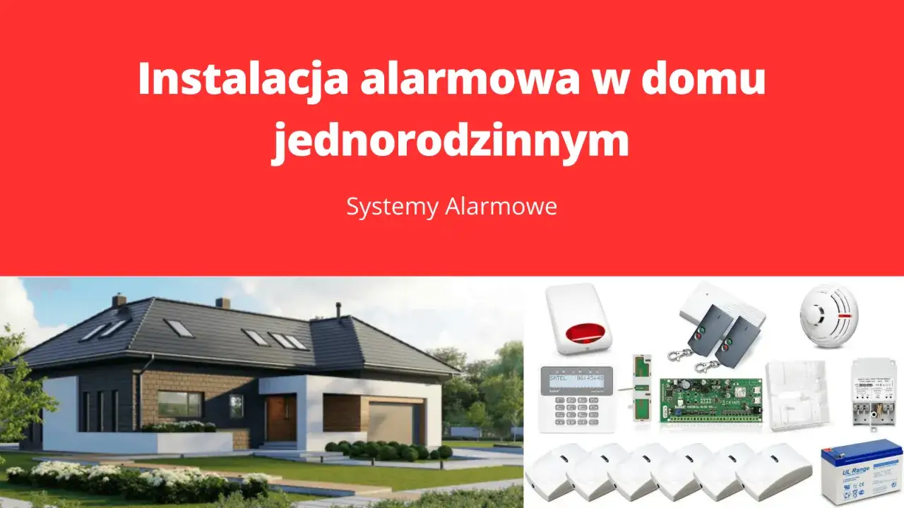 System alarmowy satel. Instalacja w domu jednorodzinnym: czujniki, centrala, klawiatura, syrena, piloty, akumulator.